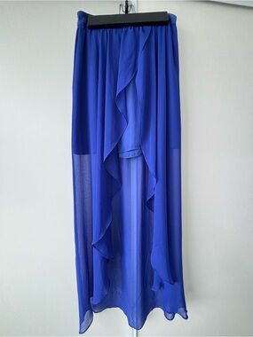 Kimchi Blue Royal Blue High-Low Ruffle Maxi Skirt